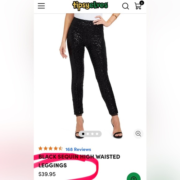 Tipsy Elves BLACK SEQUIN HIGH WAISTED LEGGINGS | NEW/NWOT!!🖤 - Picture 8 of 11